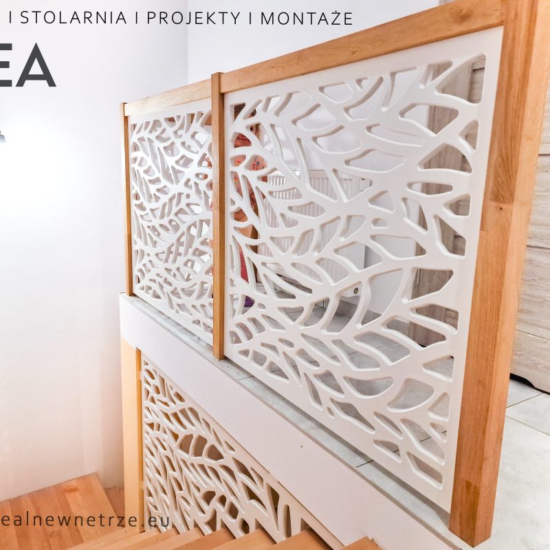 balustrada ażurowa, panel dekoracyjny, panel ażurowy, balustrada drewniana, biała