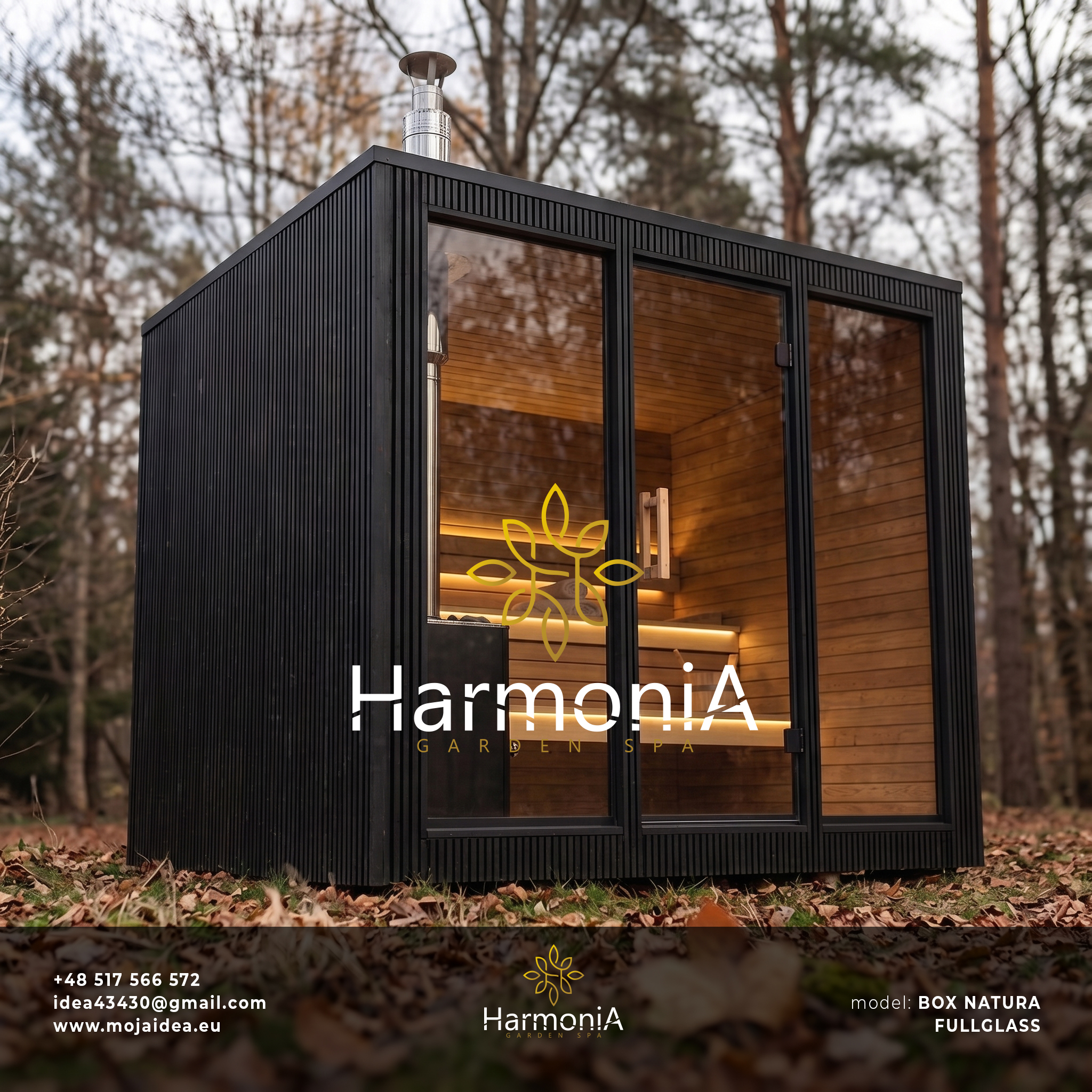 sauna ogrodowa, BOX NATURA, piec HARVIA, termo drewno, ocieplana